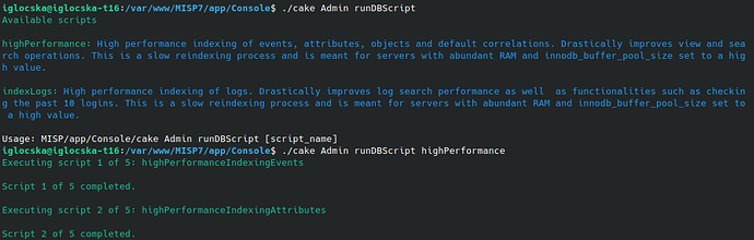 MISP Performance Improvement with runDBScript