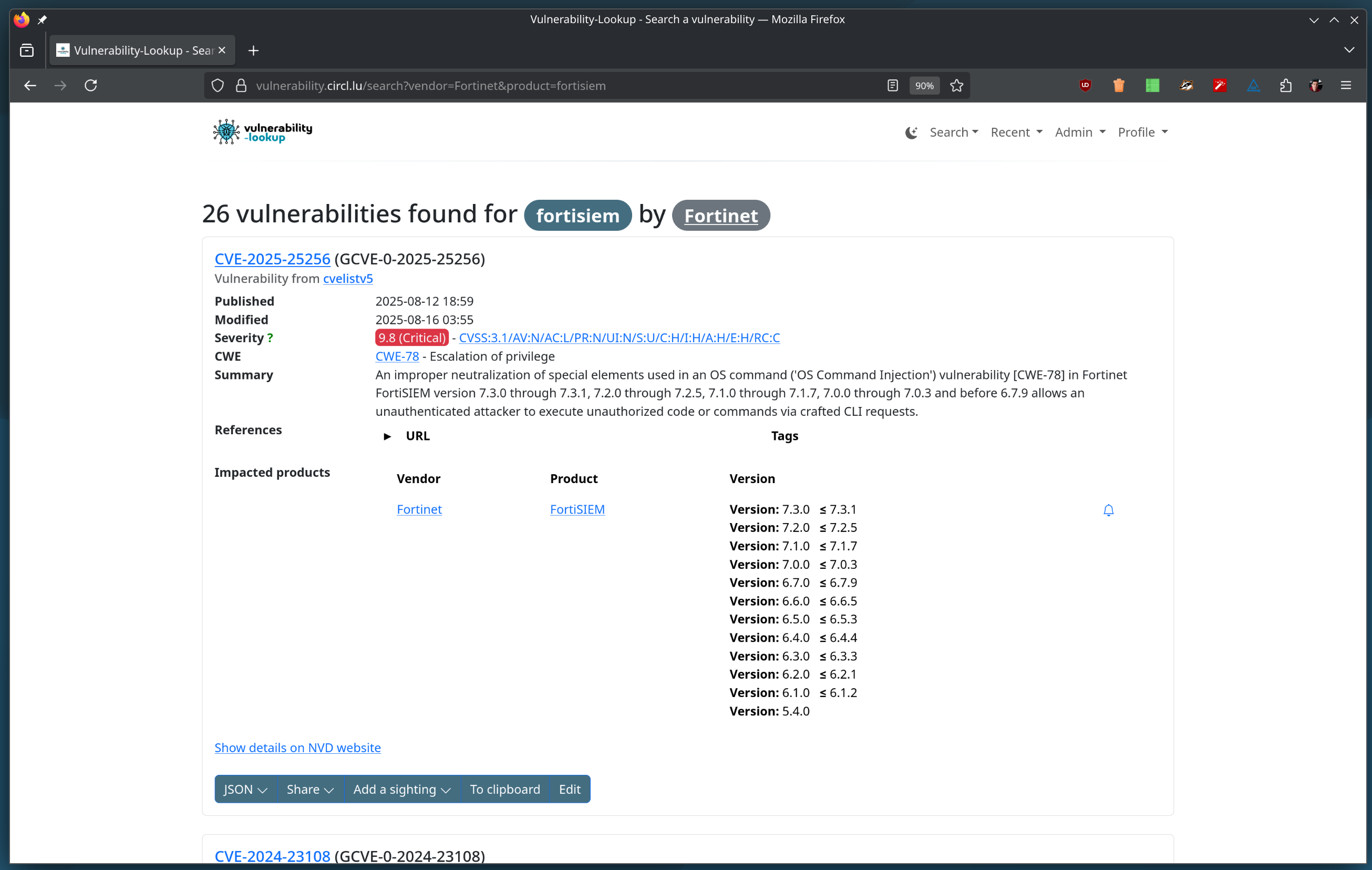 Search by vendor and product