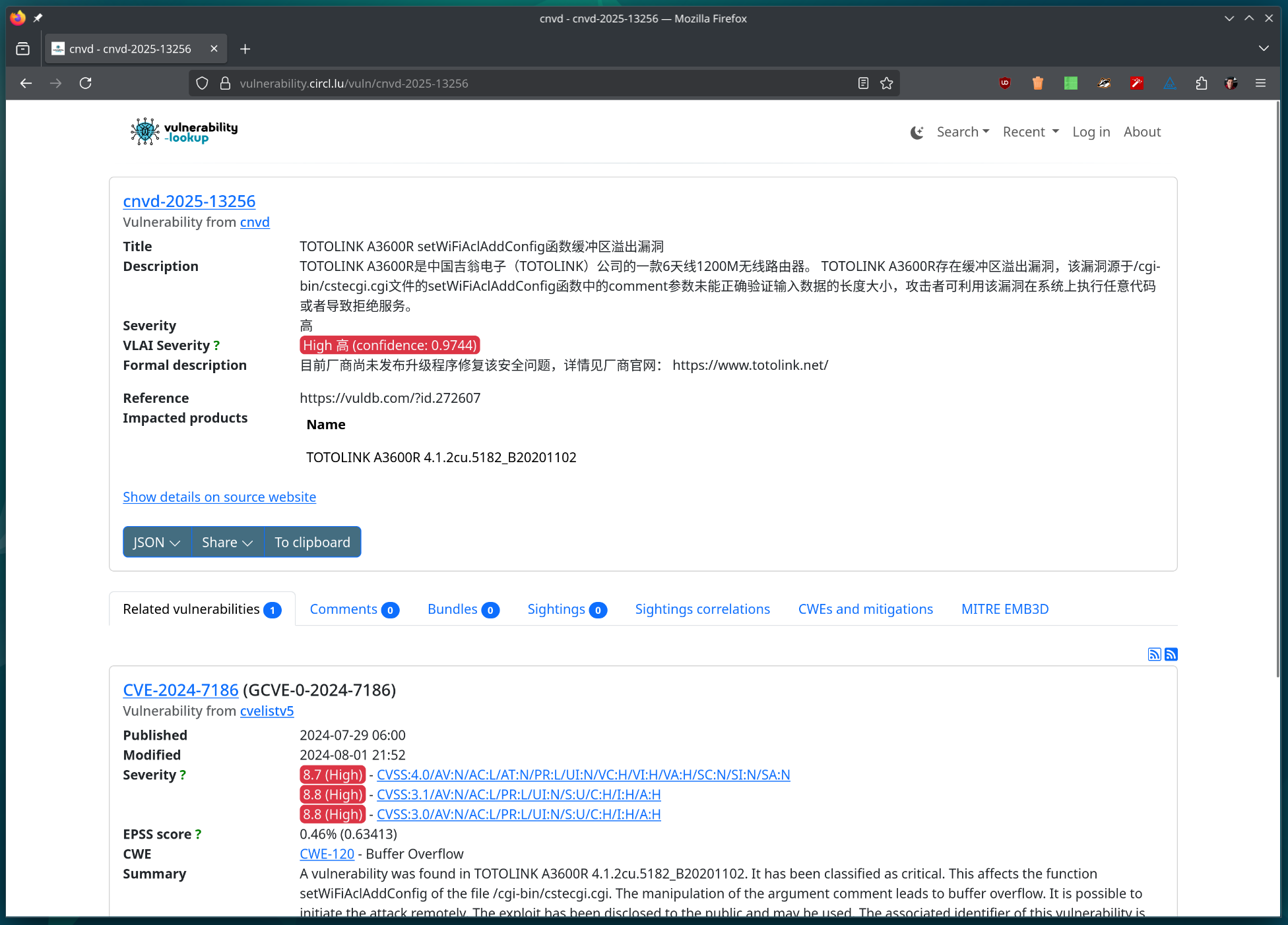 Support for VLAI Severity Classification in Chinese